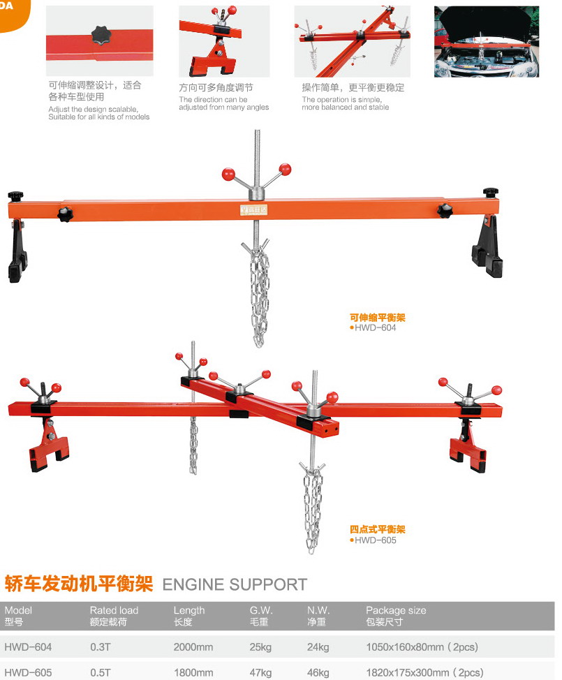 Engine crane balancing support