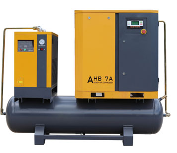 Screw air compressor with dryer/air tank