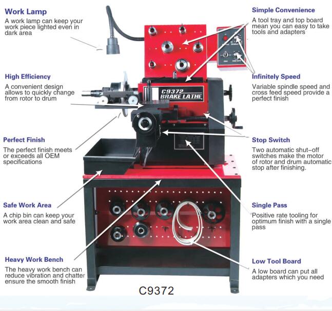 Brake drum machine for garage workshop